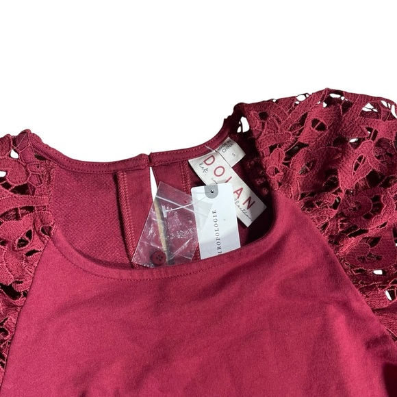 Dolan Left Coast Collective Burgundy Lace Cotton Blouse Womens Size Small - Picture 4 of 8